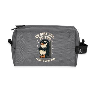 There is a lot to do Penguin Funny - Recycled Toiletry Zip Bag - anthracite - Front