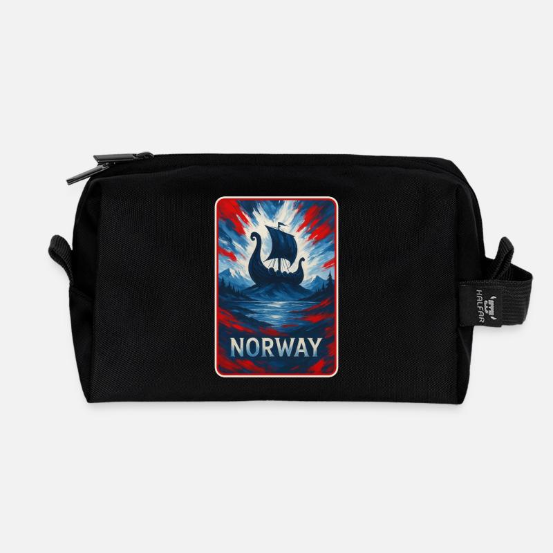 Norwegen Landschaft Flaggen Design - Recycelte Kulturtasche - Schwarz