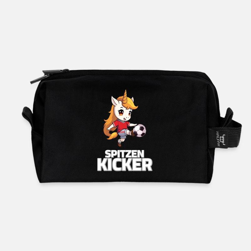 Fußball Einhorn Spruch - Spitzen Kicker - Recycelte Kulturtasche - Schwarz