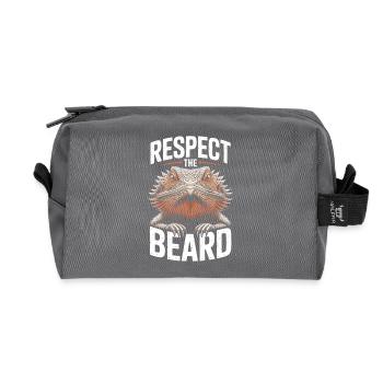 Respect the Beard! Bearded Dragon Reptile Terraristics - Recycled Toiletry Zip Bag - anthracite - Front