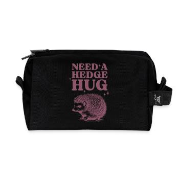 Hedgehog Charm Motif - Recycled Toiletry Zip Bag - black - Front