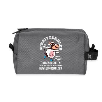 Podomètre? J’utilise le détecteur de mouvement - Trousse de toilette en tissu recyclé - anthracite - Devant