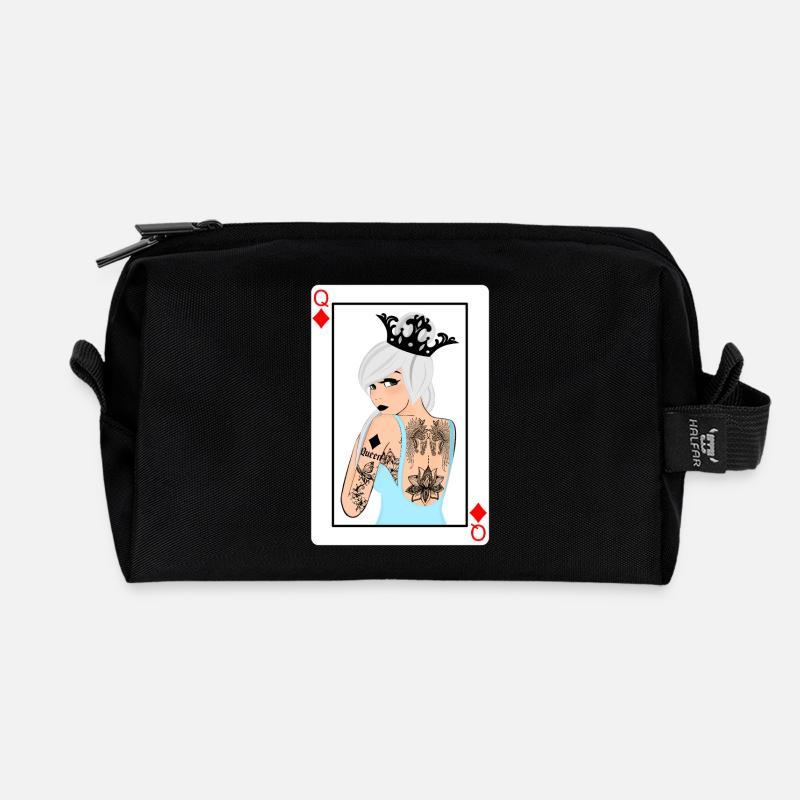 Punk Tile Lady Card - Recycled Toiletry Zip Bag - black