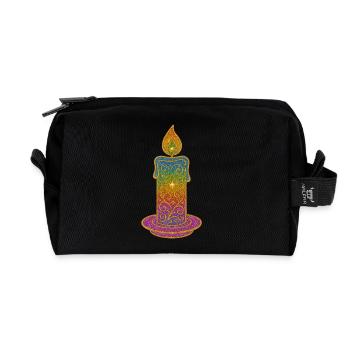 Regenbogen Kerzenflamme Glitzerdesign - Recycelte Kulturtasche - Schwarz - Vorne