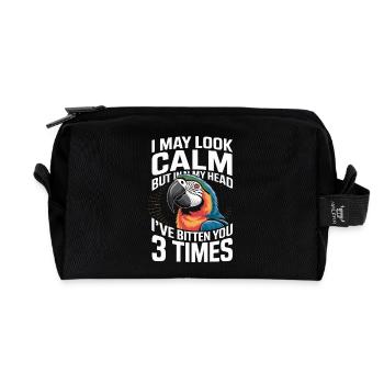 Parrot saying I seem calm but in my - Recycled Toiletry Zip Bag - black - Front