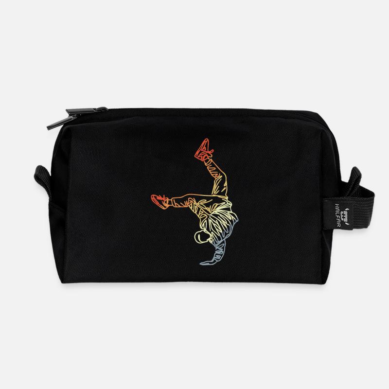 Vintage Breakdancer Zeichnung - Recycelte Kulturtasche - Schwarz
