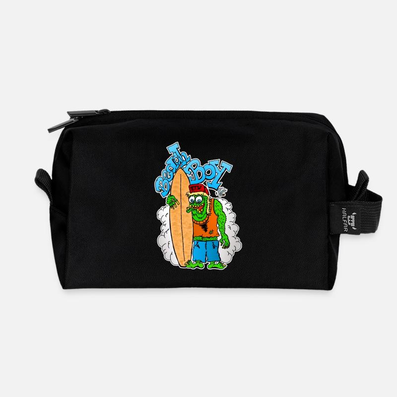 Beach Boy Surfer Monster - Recycelte Kulturtasche - Schwarz