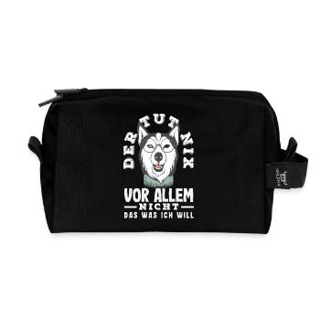 Drôle Husky Husky Propriétaire Husky Propriétaire Cadeau - Trousse de toilette en tissu recyclé - noir - Devant