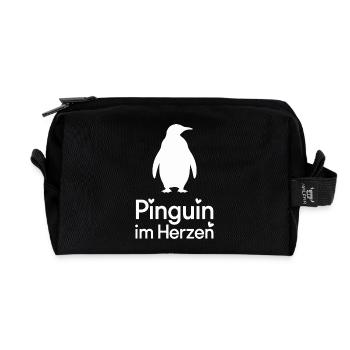 Penguin In The Heart Cute Penguin Saying For - Recycled Toiletry Zip Bag - black - Front
