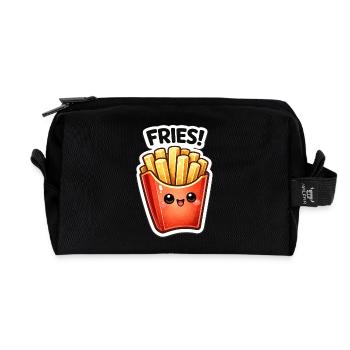 Kawaii Fries Stickers Frieze Joy - Recycled Toiletry Zip Bag - black - Front