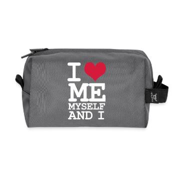 Ich liebe mich selbst und ich - Humor - Weiß - Recycelte Kulturtasche - Anthrazit - Vorne