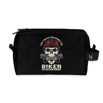 Gott macht das Gewitter - Biker den Donner - Recycelte Kulturtasche - Schwarz - Vorne
