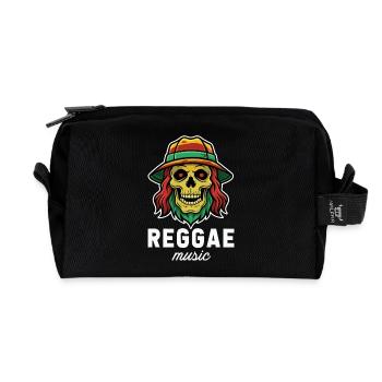 Rastafari skull in reggae hat - Recycled Toiletry Zip Bag - black - Front