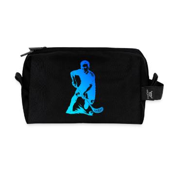 Floorball Illustration für Unihockey - Recycelte Kulturtasche - Schwarz - Vorne