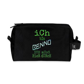 Benno as a first name - Recycled Toiletry Zip Bag - black - Front