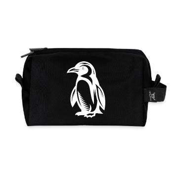 Chilliges Pinguin-Motiv aus dem Eis zum Verlieben - Recycelte Kulturtasche - Schwarz - Vorne