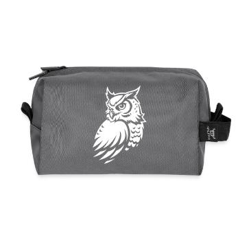 Wachsame Eule – Tattoo Silhouette - Recycelte Kulturtasche - Anthrazit - Vorne