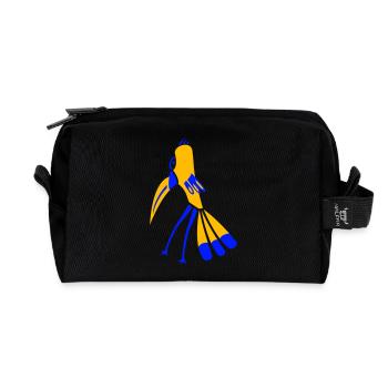 Blue Yellow Feather Bird Fantasy - Recycled Toiletry Zip Bag - black - Front