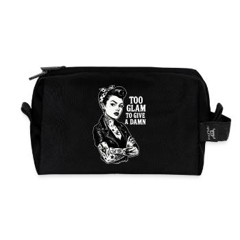 Pin-Up Rockabella : Fille tatouée hors-la-loi & veste en cuir - Trousse de toilette en tissu recyclé - noir - Devant