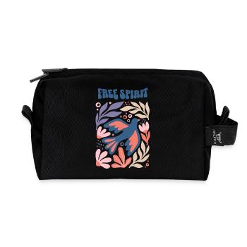 Free Spirit – Ästhetischer Boho-Grafik-Blumenvogel - Recycelte Kulturtasche - Schwarz - Vorne