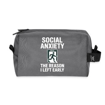 Humor for introverts fun social - Recycled Toiletry Zip Bag - anthracite - Front