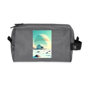 Paysages spatiaux rétro futuristes Esthétique des années 1960 - Trousse de toilette en tissu recyclé - anthracite - Devant