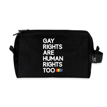 Mois de la Fierté LGBT - Les droits des homosexuels sont aussi des droits humains - Trousse de toilette en tissu recyclé - noir - Devant