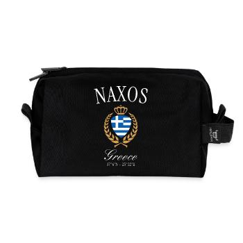 Naxos Greece Coat of Arms Crown – Travel Souvenir - Recycled Toiletry Zip Bag - black - Front