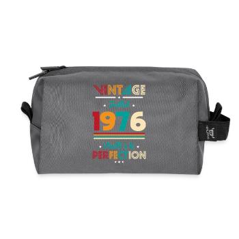 Anniversaire 50 ans - Vintage - Juillet 1976 - Trousse de toilette en tissu recyclé - anthracite - Devant