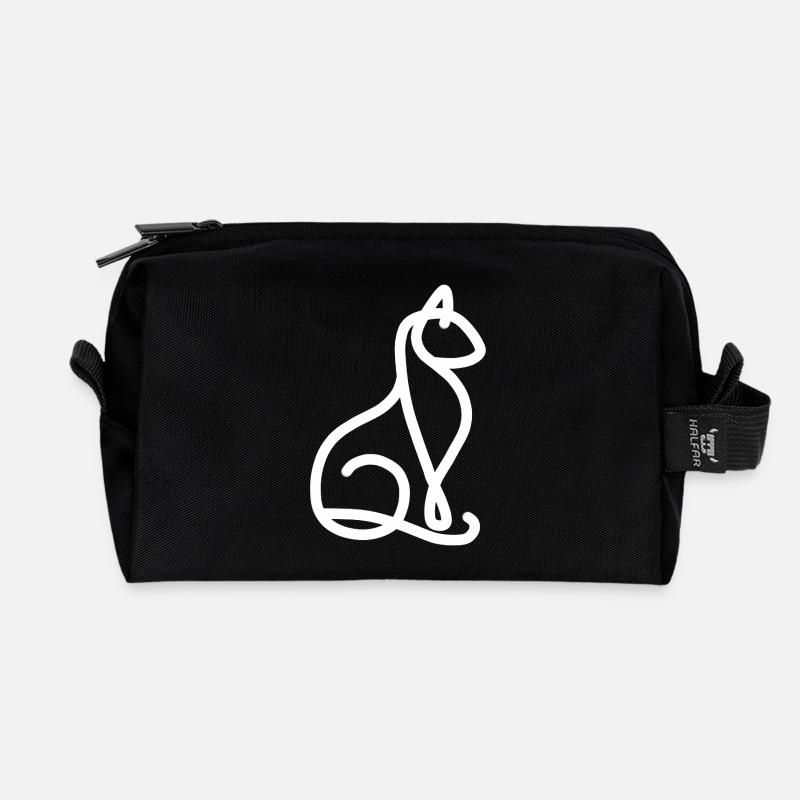 Minimalistische Katze - Recycelte Kulturtasche - Schwarz
