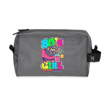 Retro Back to the 80s Vintage Design - Recycled Toiletry Zip Bag - anthracite - Front