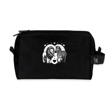 Leo and Zebra Love and Friendship - Recycled Toiletry Zip Bag - black - Front