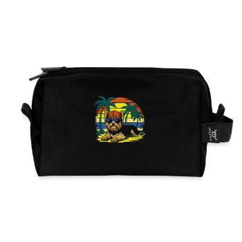 Cooler Yorkie Yorkshire Terrier unter Palmen - Recycelte Kulturtasche - Schwarz - Vorne