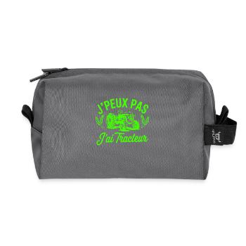 tee shirt Original j'peux pas j'ai tracteur - Trousse de toilette en tissu recyclé - anthracite - Devant