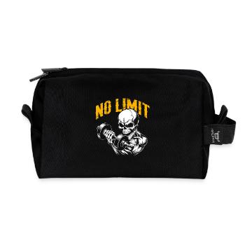 No Limit Workout Bodybuilding Skull mit Hantel - Recycelte Kulturtasche - Schwarz - Vorne