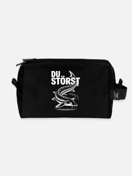 Stör angeln Sportfischen - Du störst - Recycelte Kulturtasche - Schwarz
