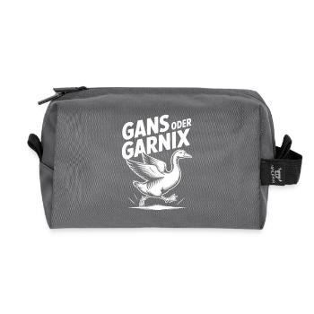 Gans oder garnix Gans und lustiger Spruch - Recycelte Kulturtasche - Anthrazit - Vorne
