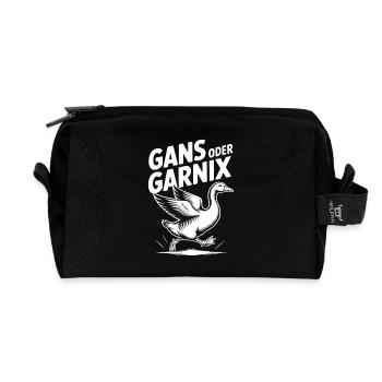 Gans oder garnix Gans und lustiger Spruch - Recycelte Kulturtasche - Schwarz - Vorne