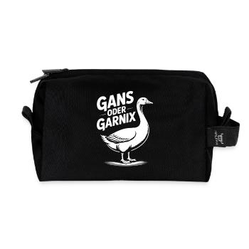 Gans oder garnix Gans und lustiger Spruch - Recycelte Kulturtasche - Schwarz - Vorne