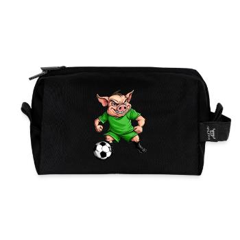 Cochon de football vert - Trousse de toilette en tissu recyclé - noir - Devant