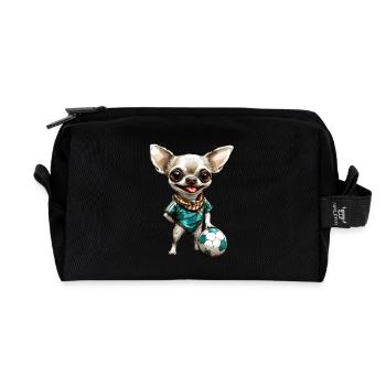 Fussball Chihuahua - Recycelte Kulturtasche - Schwarz - Vorne