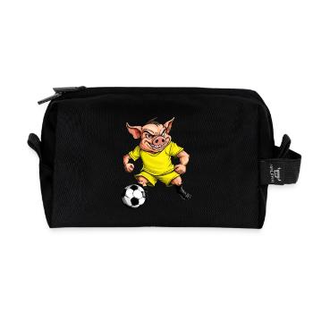 Piggy Football / Cochon Jaune - Trousse de toilette en tissu recyclé - noir - Devant