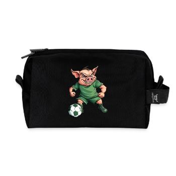Piggy Footballer green - Recycled Toiletry Zip Bag - black - Front