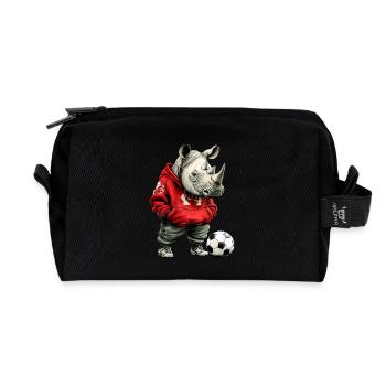 Rhino Footballer red - Recycled Toiletry Zip Bag - black - Front