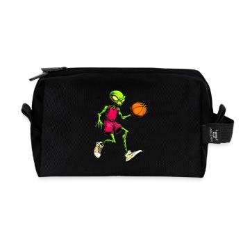 Basketball Aliens - Recycelte Kulturtasche - Schwarz - Vorne