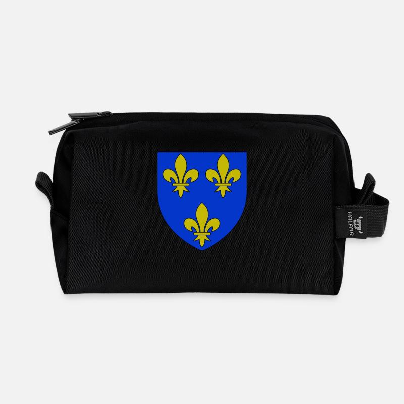 Blason royal 3 fleurs de Lys - Trousse de toilette en tissu recyclé - noir