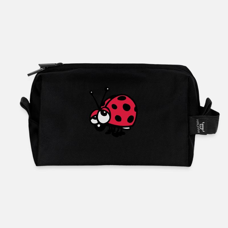 ladybugs - Recycled Toiletry Zip Bag - black