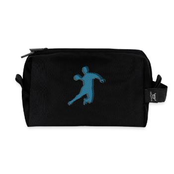 HANDBALL Streifenraster - Recycelte Kulturtasche - Schwarz - Vorne
