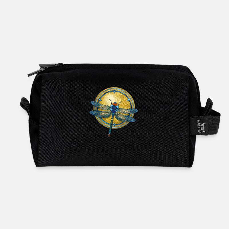 Libelle Jugendstil - Recycelte Kulturtasche - Schwarz