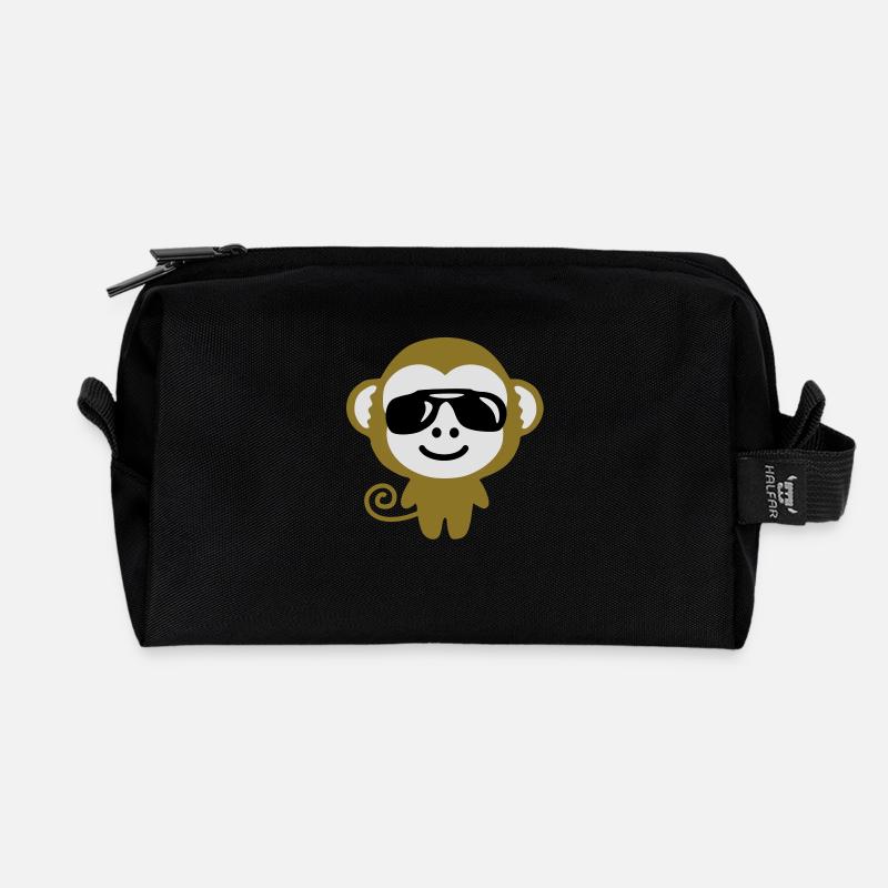 monkey_suglasses - Recycled Toiletry Zip Bag - black